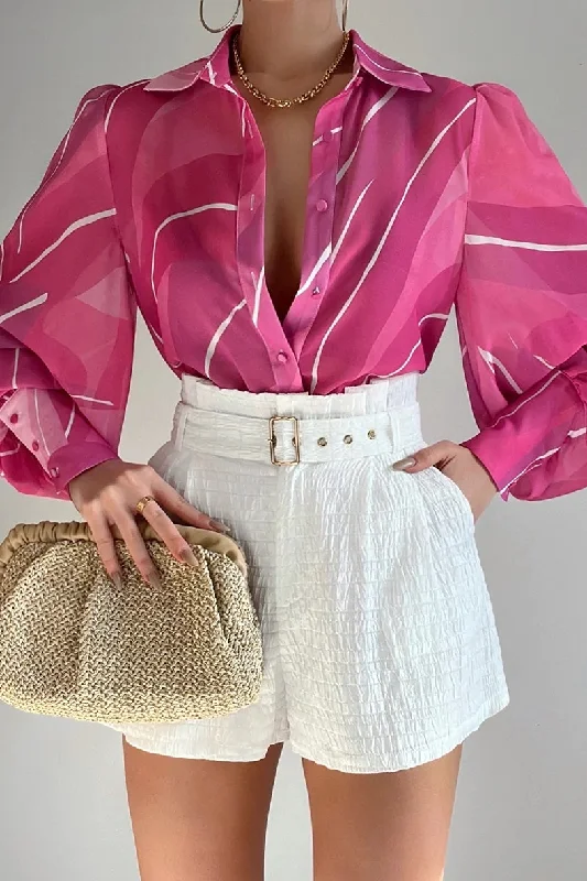 RUNAWAY THE LABEL Womens Fleetwood Blouse Pink Rowena Elegant Silk Blouse