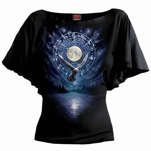 Spiral Direct Womens/Ladies Witchcraft Boat Neck Batwing Sleeve T-Shirt-- Lace Blend Ribbed Blend Corduroy Blend Spiral Direct Womens/Ladies Witchcraft Boat Neck Batwing Sleeve T-Shirt-- Lace Blend Ribbed Blend Corduroy Blend