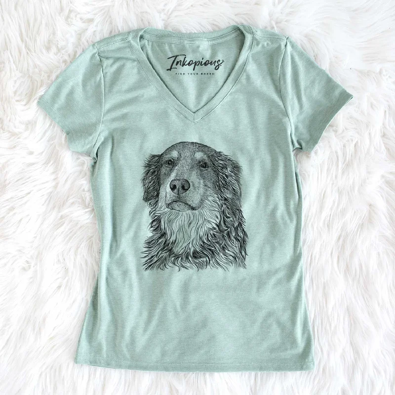 Bare Ranger the Mixed Breed - Women's V-neck Shirt-- V-Neck T-Shirt Long Sleeve Cotton Bare Ranger the Mixed Breed - Women's V-neck Shirt-- V-Neck T-Shirt Long Sleeve Cotton