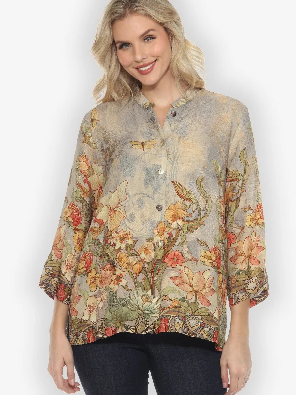 Vintage Art Nouveau Silk Blouse Sweetheart Neck Blouse