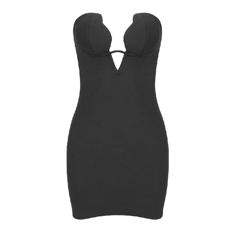 Strapless Plunge Sweetheart Neckline Mini Dress Stylish Sweetheart Mini Dress