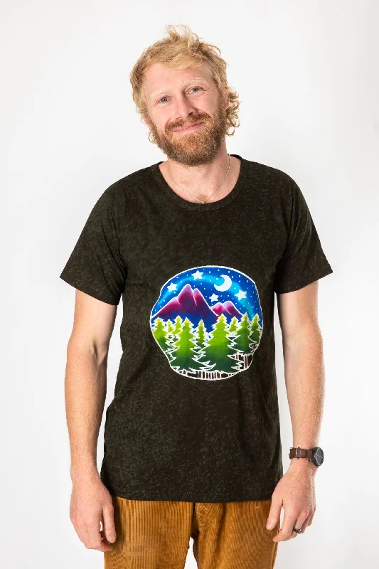 Hand Painted Batik T-Shirt-- Real Fur Shearling Chenille
