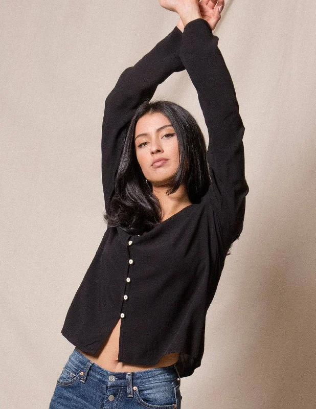 Raven Shirt-- Satin Blend Silk Blend Wool Blend
