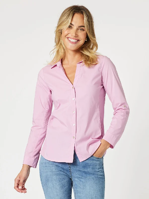 Emma Rib Detail Detail Shirt - Orchid-- Beaded Sequined Faux Fur