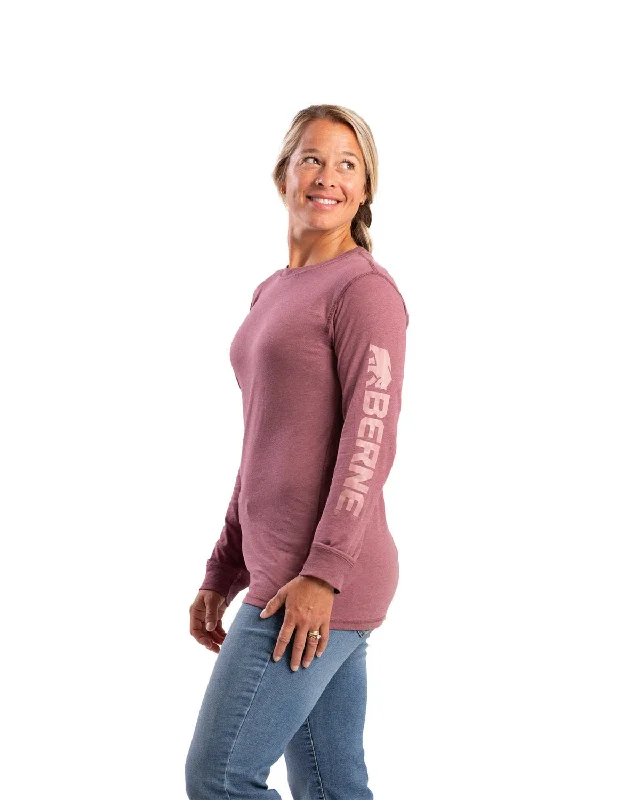 Berne Womens Signature Performance Mauve Cotton Blend L/S T-Shirt-- Wool Fabric Cashmere Fabric Tweed Fabric Berne Womens Signature Performance Mauve Cotton Blend L/S T-Shirt-- Wool Fabric Cashmere Fabric Tweed Fabric