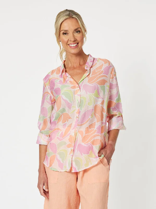 Florida Keys Shirt - Multi-- Satin Blend Silk Blend Wool Blend