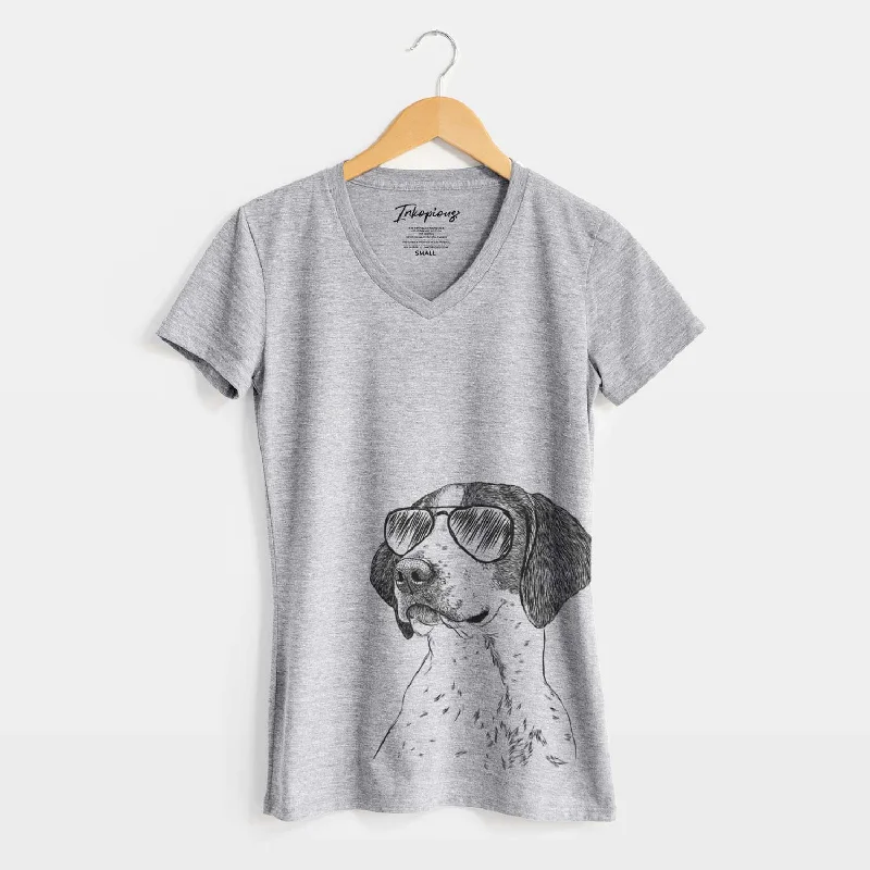 Aviator Payton the Mixed Breed - Women's V-neck Shirt-- Plaid T-Shirt Polka Dot Checkered Aviator Payton the Mixed Breed - Women's V-neck Shirt-- Plaid T-Shirt Polka Dot Checkered