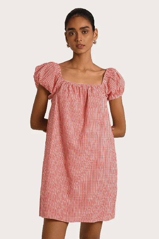 Poppy Mini Dress - Red Trendy Floral Mini Dress