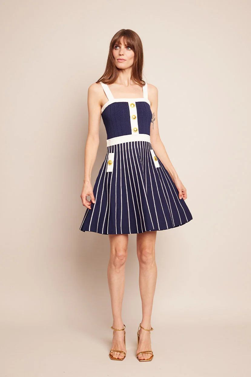 Aurora Mini Dress Navy/Ivory - Cara Cara Cozy Knitted Mini Dress