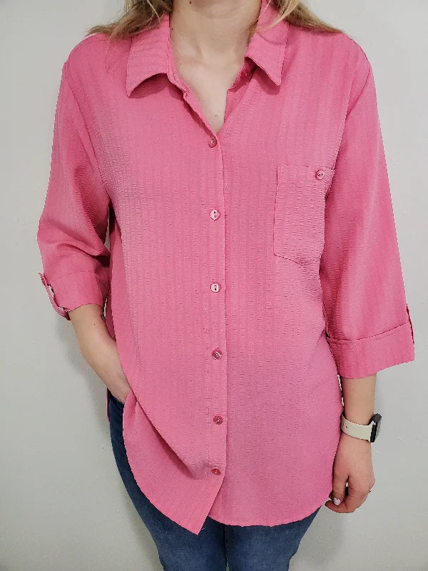 GEORGIA BUTTON UP BLOUSE - ROSE Double-Layered Blouse