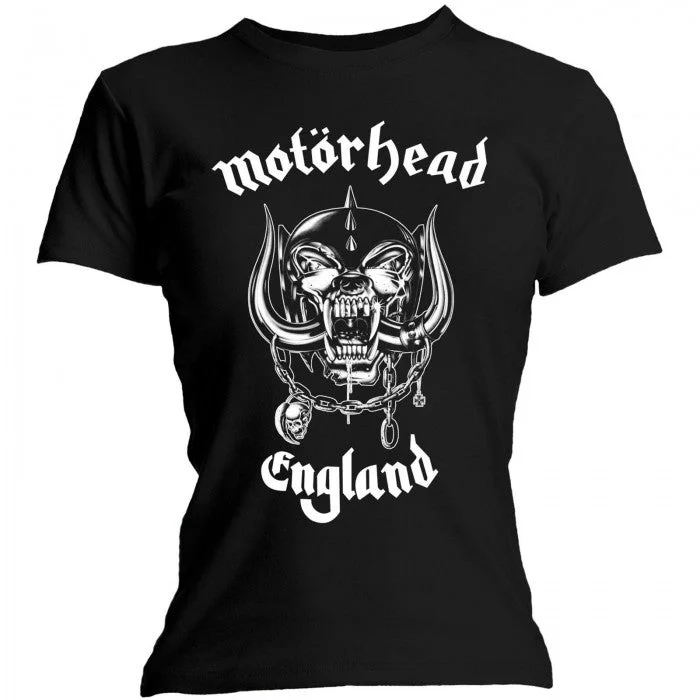 Motorhead Womens/Ladies England T-Shirt-- Zippered Front Buttoned Front Snap Front