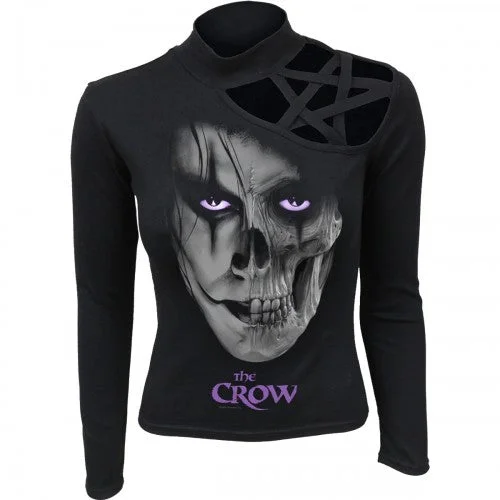 Spiral Direct Womens/Ladies Skull Face The Crow Long-Sleeved T-Shirt-- Elasticated Padded Insulated Spiral Direct Womens/Ladies Skull Face The Crow Long-Sleeved T-Shirt-- Elasticated Padded Insulated