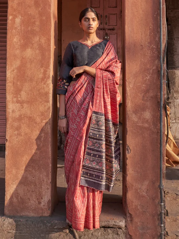 Women's Silk Blend Rust Printed Designer Saree With Blouse Piece Stylish Wrap Blouse Women's Silk Blend Rust Printed Designer Saree With Blouse Piece Stylish Wrap Blouse