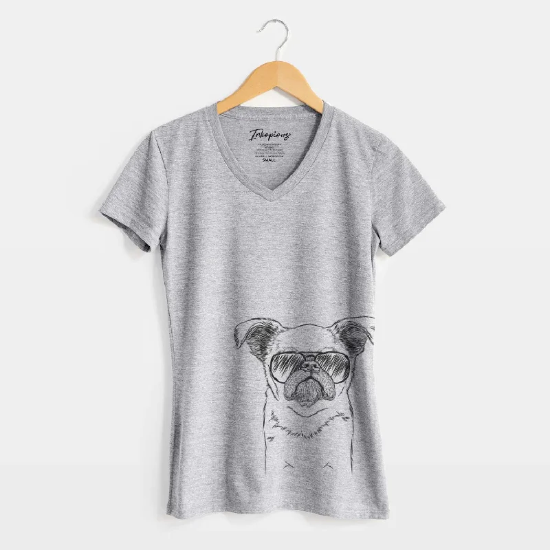Aviator Petit Penny the Brussels Griffon - Women's V-neck Shirt -- Basic T-Shirt Crew Neck Short Sleeve Aviator Petit Penny the Brussels Griffon - Women's V-neck Shirt -- Basic T-Shirt Crew Neck Short Sleeve