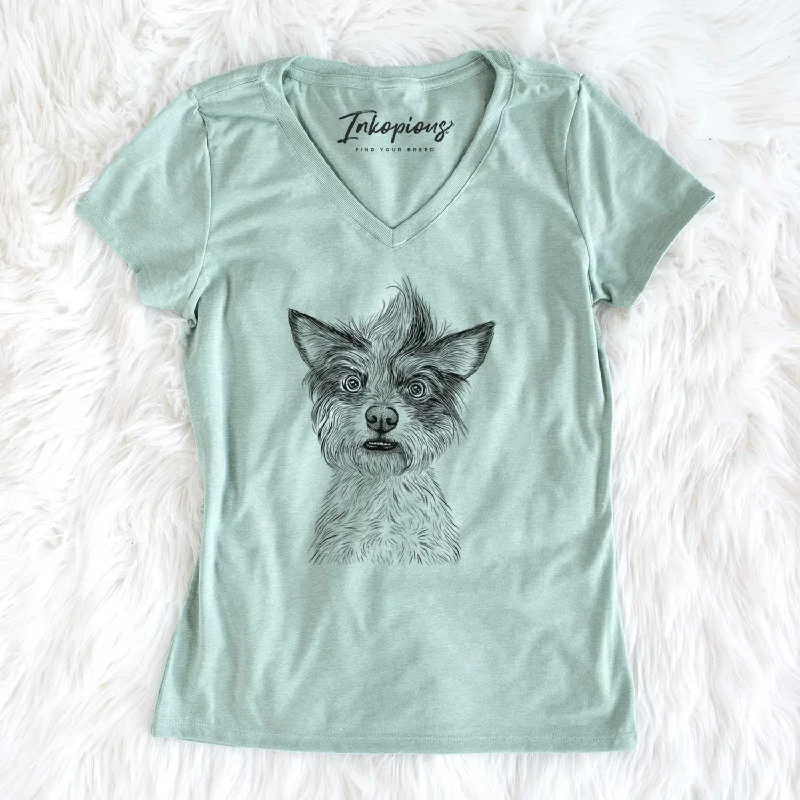 Bare Quigley the Mixed Breed - Women's V-neck Shirt-- Real Fur Shearling Chenille