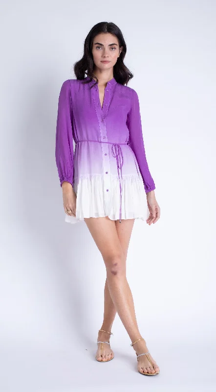 Dana Mini Dress Lavender Ombre - Karina Grimaldi Comfortable Wrap Mini Dress