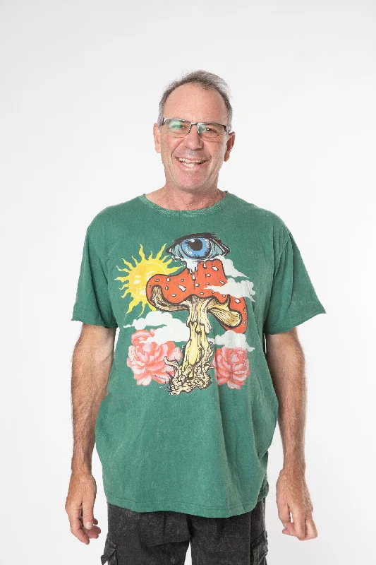 Mexicali Green Visions Great Outdoors T-Shirt-- Print Jacquard Patchwork