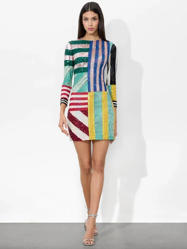 Delora Mini Dress Sorbet Stripe - Alice + Olivia Stylish Ruffle Mini Dress
