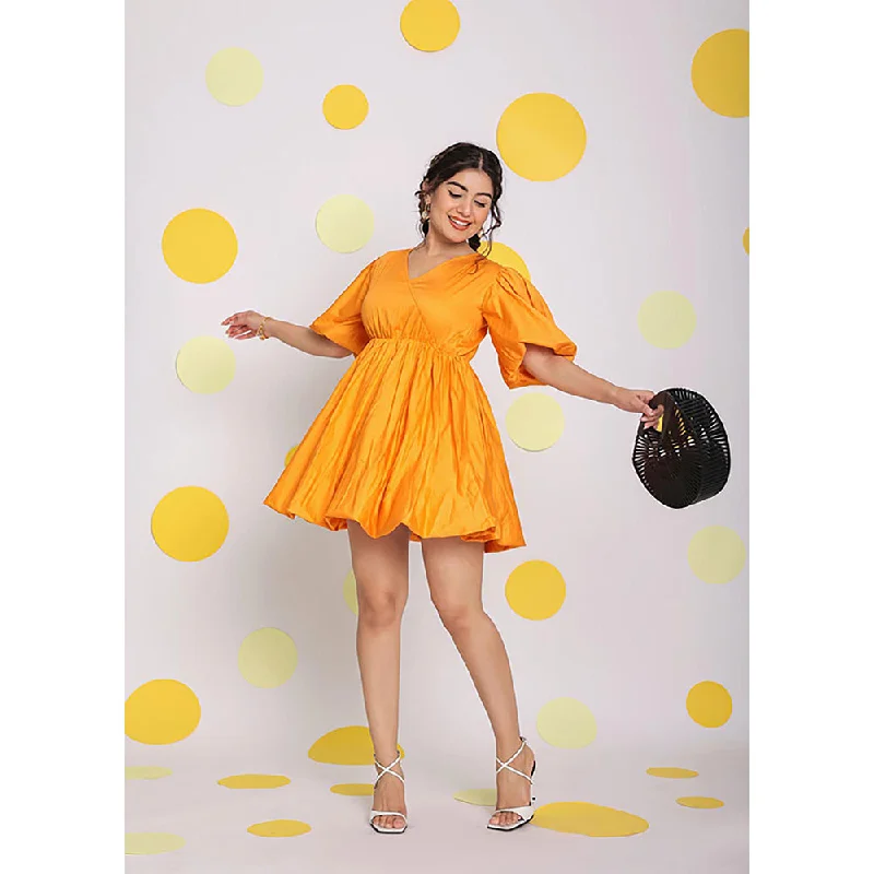 Kaori By Shreya Women Orange Relaxed Solid Cotton Mini Dress Classic White Mini Dress Kaori By Shreya Women Orange Relaxed Solid Cotton Mini Dress Classic White Mini Dress