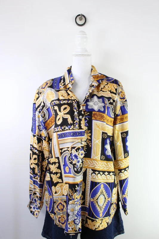 Vintage Connections Blouse (L) Gathered Detail Blouse
