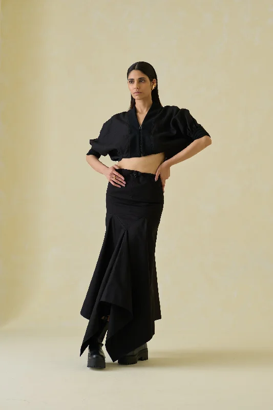 Directional Cropped Shirt-- Fleece Nylon Spandex