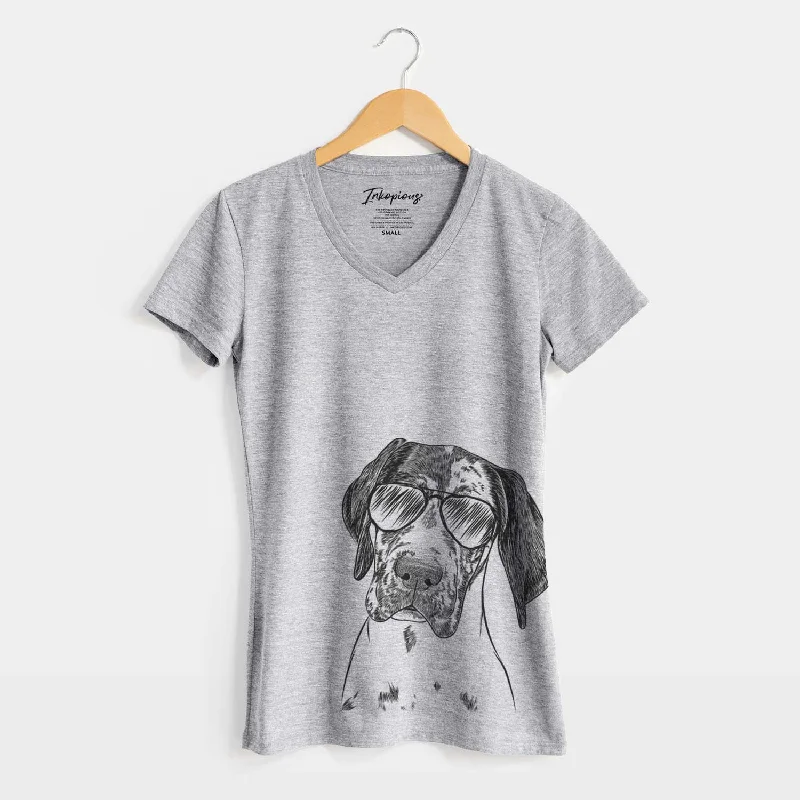Aviator Nyx the Great Dane - Women's V-neck Shirt-- Iron Safe Non-Iron Wrinkle Free