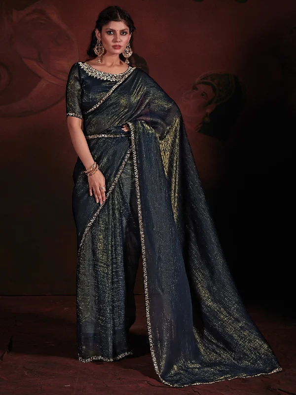 Women's Viscose Silk Teal blue Embellished Designer Saree With Blouse Piece Relaxed Fit Blouse Women's Viscose Silk Teal blue Embellished Designer Saree With Blouse Piece Relaxed Fit Blouse
