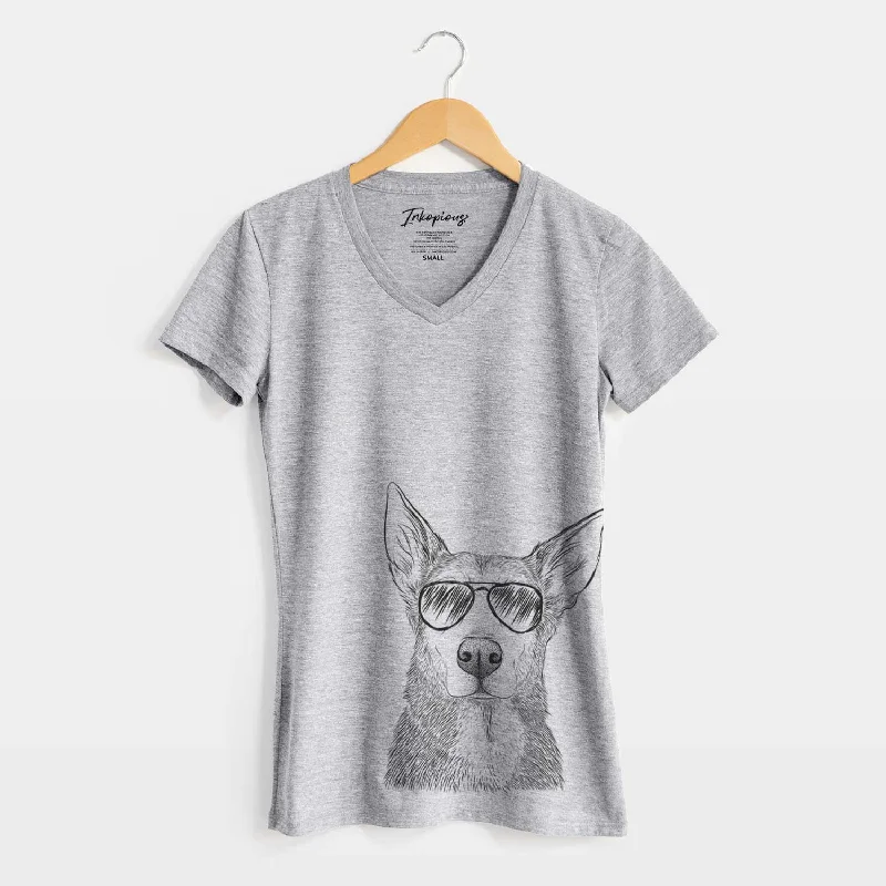 Aviator Misty the German Shepherd Mix - Women's V-neck Shirt-- Welt Pockets Slit Pockets Flap Pockets Aviator Misty the German Shepherd Mix - Women's V-neck Shirt-- Welt Pockets Slit Pockets Flap Pockets