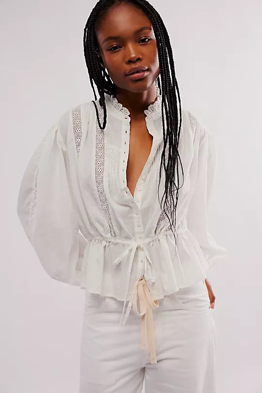 Best Of Me Blouse - Optic White Lightweight Chiffon Blouse
