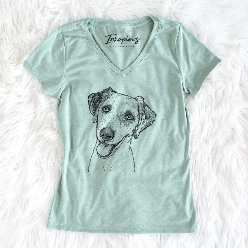 Bare Palm Palm the Aussiedoodle - Women's V-neck Shirt-- Rayon Velvet Corduroy