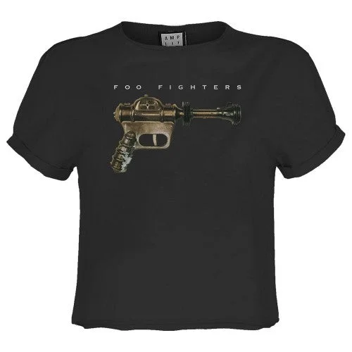 Amplified Womens/Ladies Ray Gun Foo Fighters Crop T-Shirt-- Casual Formal Business
