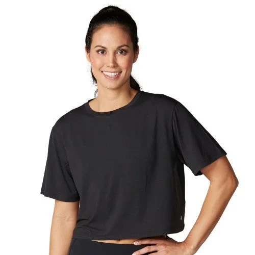 Tavi Noir Womens/Ladies Crop T-Shirt-- Real Fur Shearling Chenille
