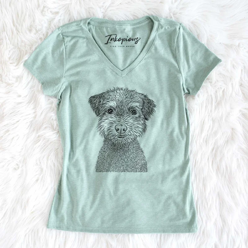 Bare Pretzel the Schnoodle - Women's V-neck Shirt-- Lace Blend Ribbed Blend Corduroy Blend Bare Pretzel the Schnoodle - Women's V-neck Shirt-- Lace Blend Ribbed Blend Corduroy Blend
