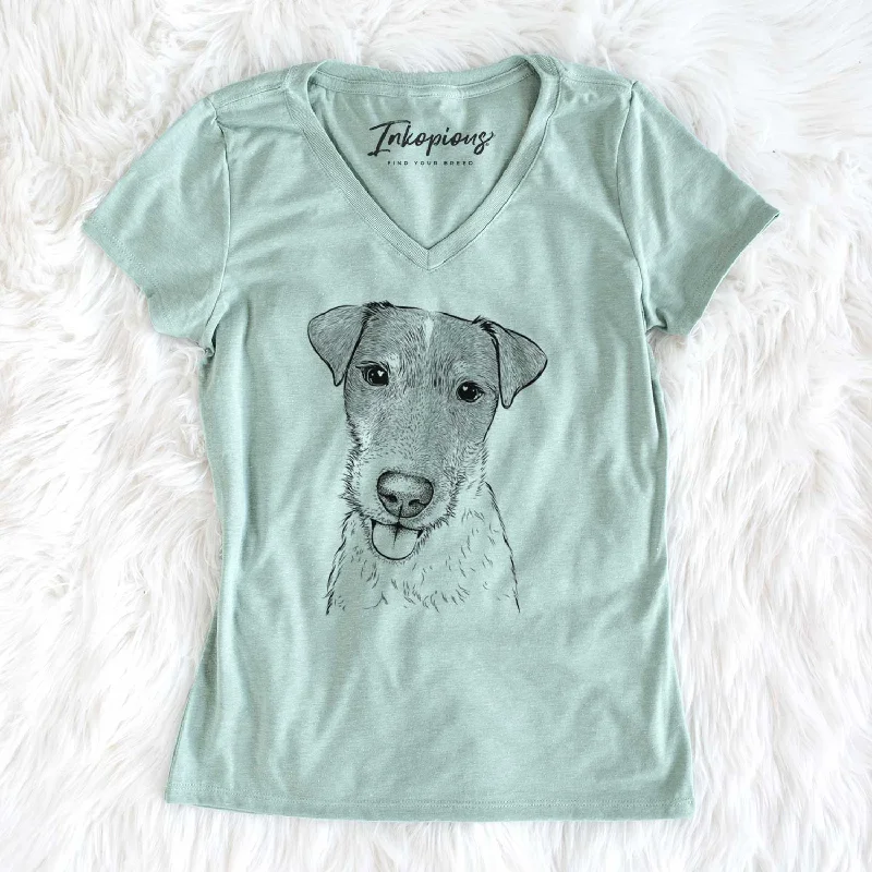 Bare Rider the Parson Russell Terrier - Women's V-neck Shirt-- Cozy Warm Stylish