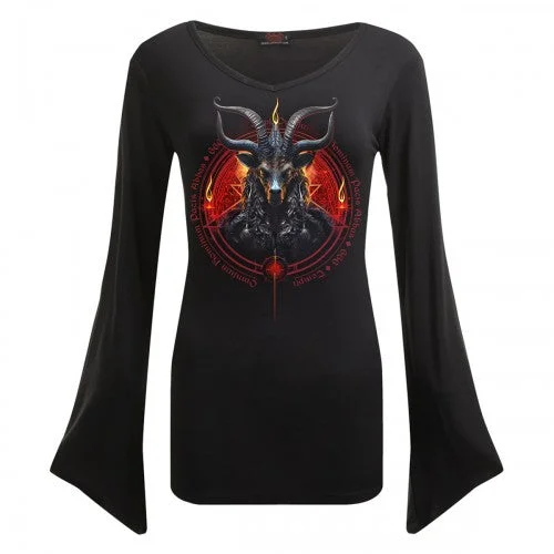 Spiral Direct Womens/Ladies Baphomet Long-Sleeved T-Shirt-- Houndstooth Herringbone Solid Spiral Direct Womens/Ladies Baphomet Long-Sleeved T-Shirt-- Houndstooth Herringbone Solid