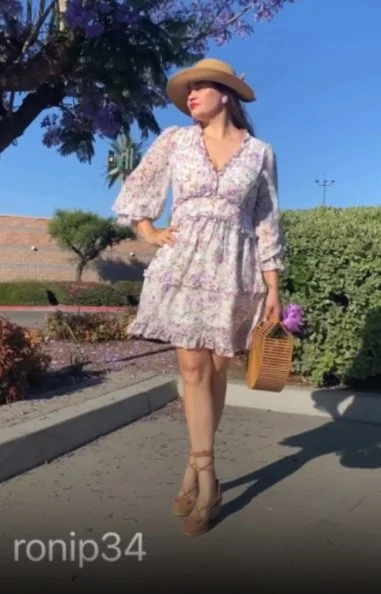 Roni Floral Frill Trim Mini Dress Comfortable One-Shoulder Mini Dress
