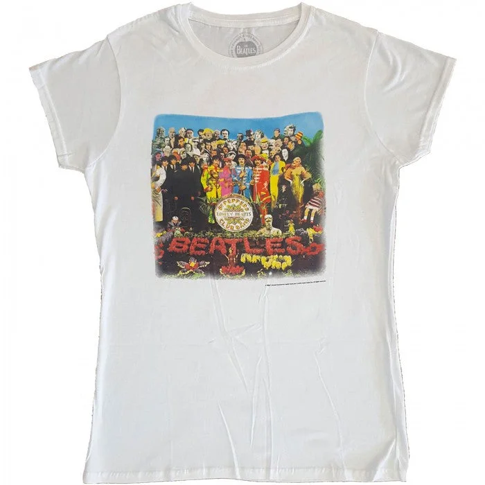 The Beatles Womens/Ladies Sgt Pepper Back Print T-Shirt-- Welt Pockets Slit Pockets