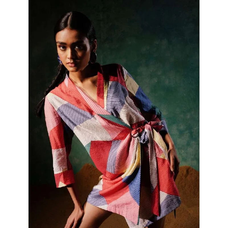 Pallavi Agarwal Scarlette Mini Dress Multi-Color Cozy Knitted Mini Dress