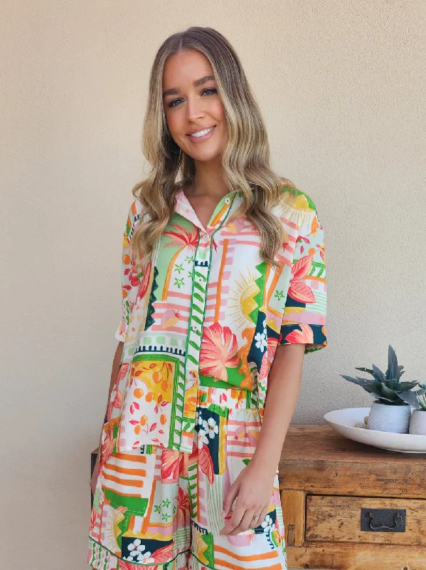 Cancun Shirt - Multi-- Plaid T-Shirt Polka Dot Checkered