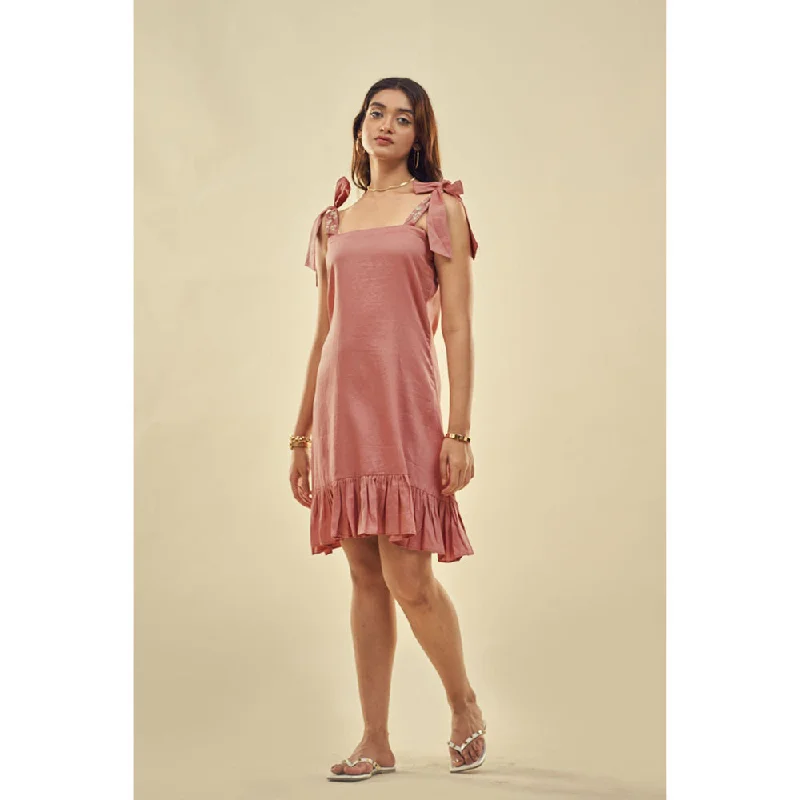 AFFROZ Summer Paradise Mauve Pink Mini Dress Comfortable Wrap Mini Dress