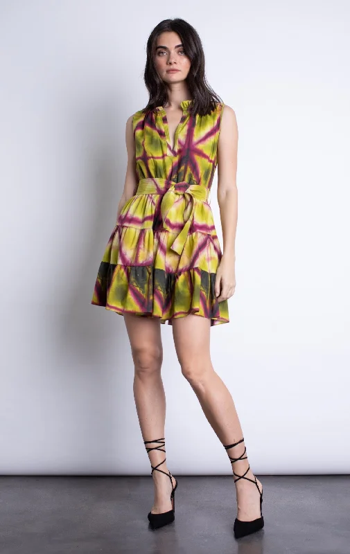 Juniper Print Mini Dress Juniper Tie - Karina Grimaldi Elegant Mini Dress with Pleats Juniper Print Mini Dress Juniper Tie - Karina Grimaldi Elegant Mini Dress with Pleats