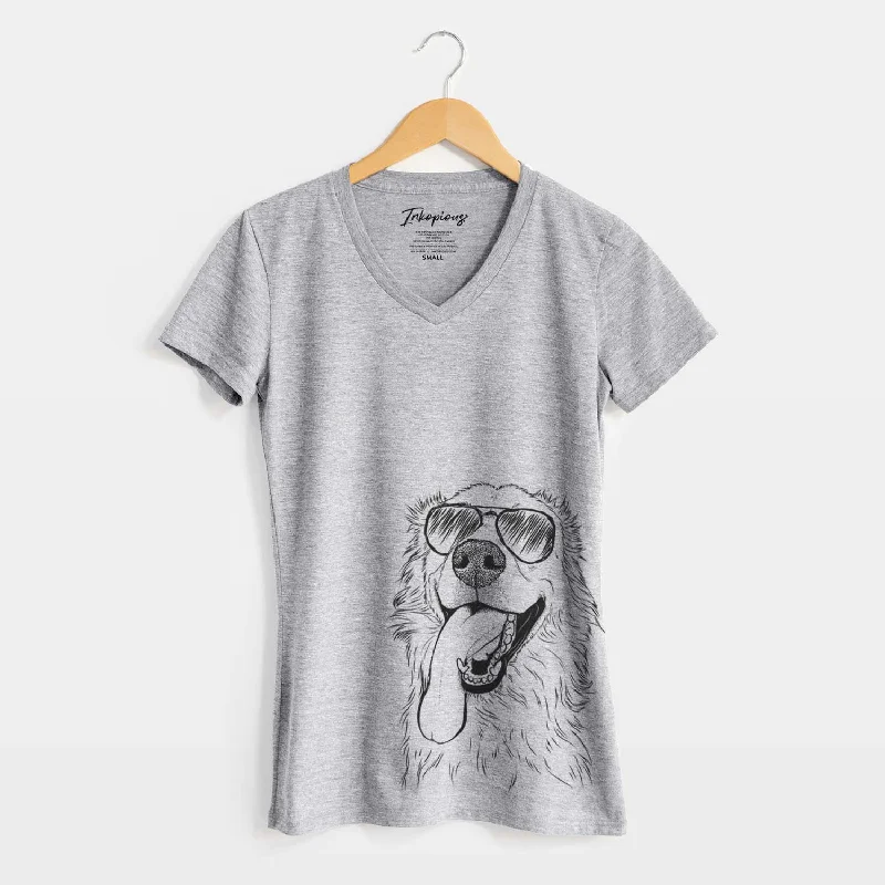 Aviator Ranger the Mixed Breed - Women's V-neck Shirt-- Notch Collar Peter Pan Collar Cowl Neck