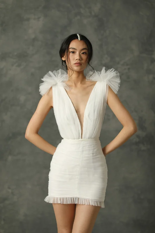 Harlie Tulle Mini Dress Comfortable One-Shoulder Mini Dress
