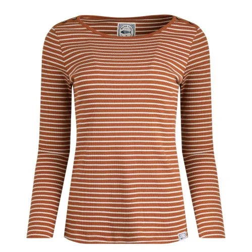 Weird Fish Womens/Ladies Mila Stripe Ribbed Organic Long-Sleeved T-Shirt-- Mesh Blend Leather Blend Suede Blend Weird Fish Womens/Ladies Mila Stripe Ribbed Organic Long-Sleeved T-Shirt-- Mesh Blend Leather Blend Suede Blend