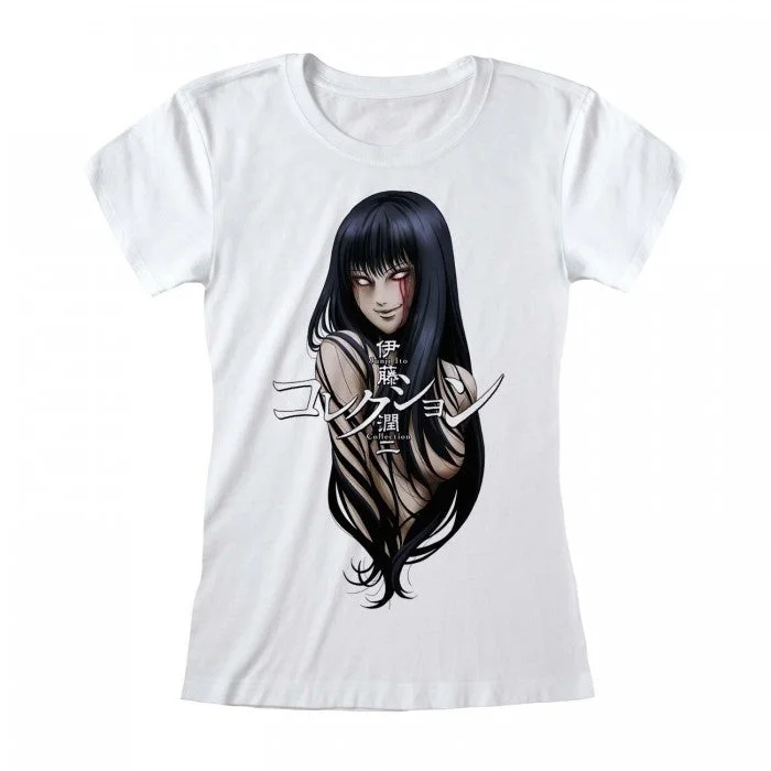 Junji-Ito Womens/Ladies Tomie Fitted T-Shirt-- Zippered Buttoned Snapped