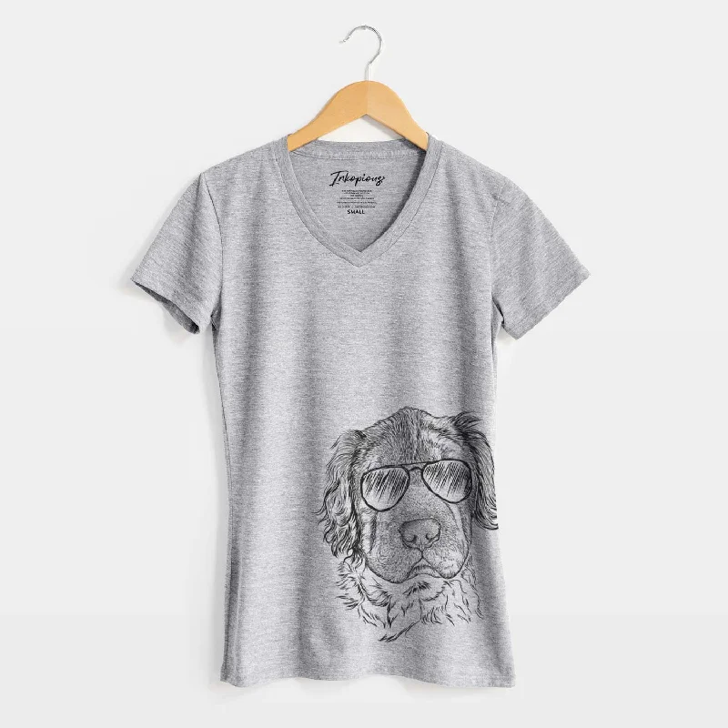 Aviator Rex the Mini Hippo - Women's V-neck Shirt-- Front Pockets Side Pockets Patch Pockets Aviator Rex the Mini Hippo - Women's V-neck Shirt-- Front Pockets Side Pockets Patch Pockets
