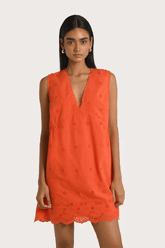 Camila Mini Dress - Red Fashionable Pleated Mini Dress
