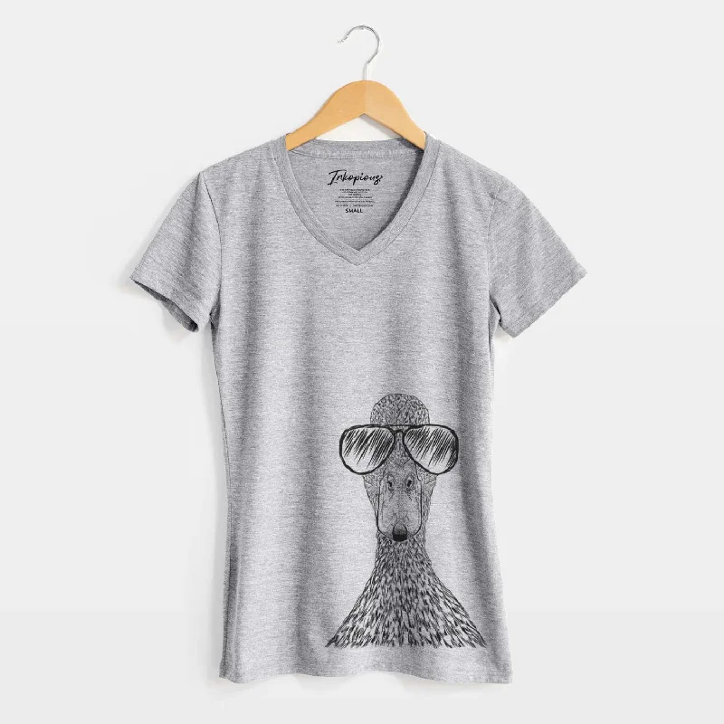 Aviator Marge the Mallard Duck - Women's V-neck Shirt-- Layered Multi-layer Single Layer Aviator Marge the Mallard Duck - Women's V-neck Shirt-- Layered Multi-layer Single Layer