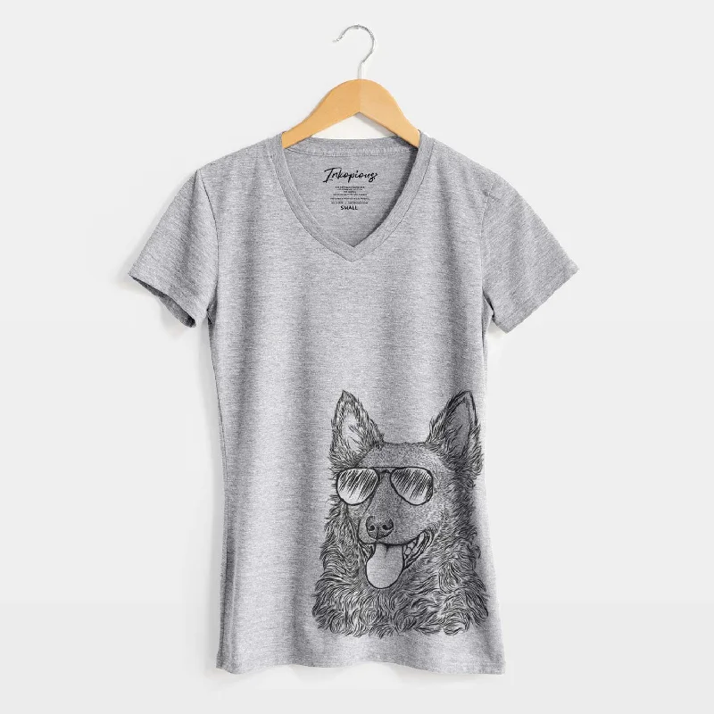 Aviator Maximo the Mudi - Women's V-neck Shirt-- Collared Crew Neck Turtle Neck