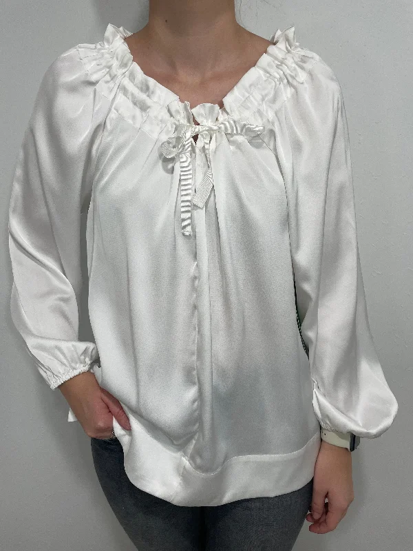 TRIBAL SILKY PEASANT BLOUSE Satin Drape Blouse